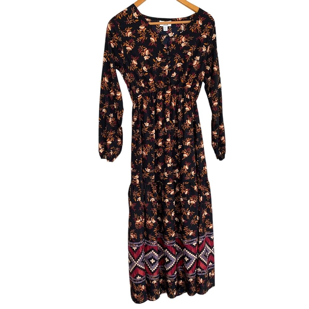 Myra Bag Black and Orange Floral Maxi Dress